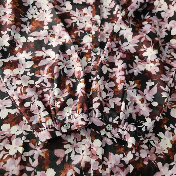 J. Jill Wearever Purple Brown Floral Long Sleeve Button Up Blouse Women's M - Picture 9 of 11